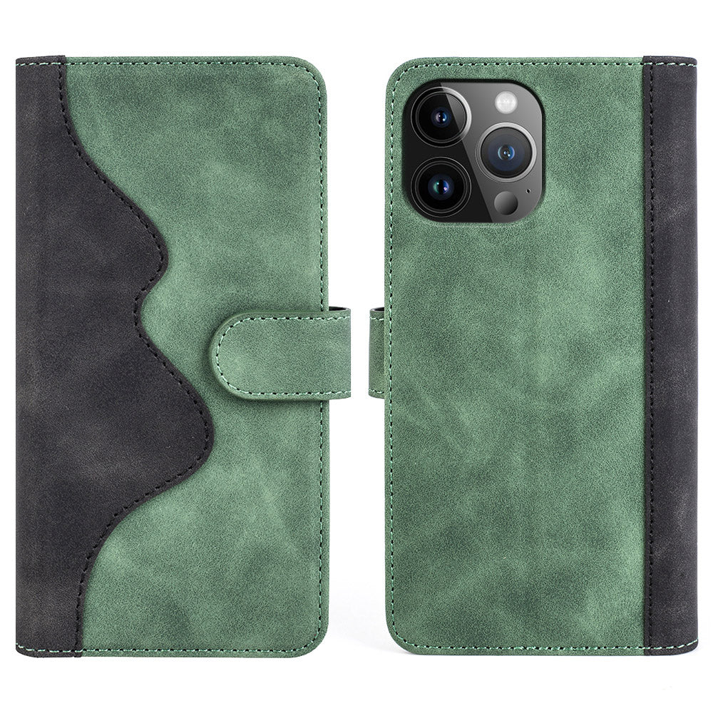 Til iPhone 15 Pro Max Tofarvet splejsningsmagnetisk lås Pungtelefoncover Dropsikkert PU-læderetui Til iPhone 15 Pro Max Tofarvet splejsningsmagnetisk lås Pungtelefoncover Dropsikkert PU-læderetui